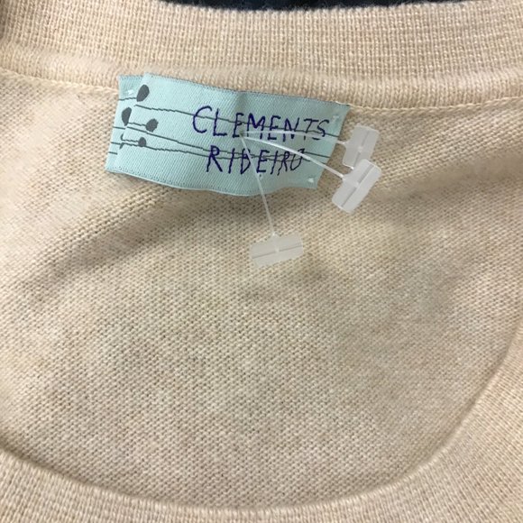 Clements Ribiero 100% cashmere Scotland crew neck butterfly sweater L